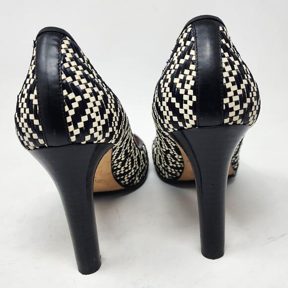 AQUATALIA Pumps Women 10.5 Woven Jute Black Leather Trim Stilettos Made in Italy - Picture 5 of 9
